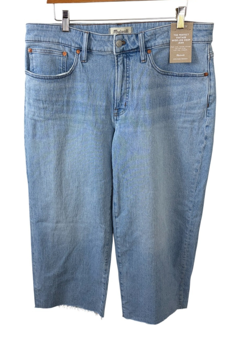 Madewell NEW The Perfect Vintage Wide-Leg Crop Jean 14W Light Blue Wash 36 X 26